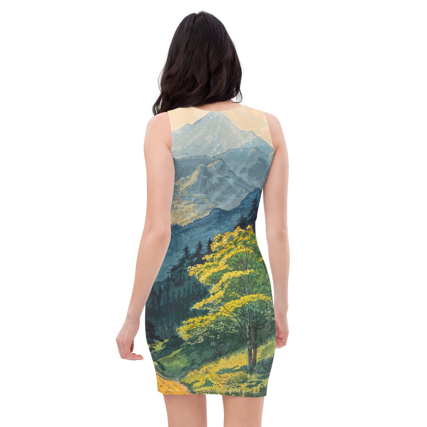Wood Block Print Bodycon Dress